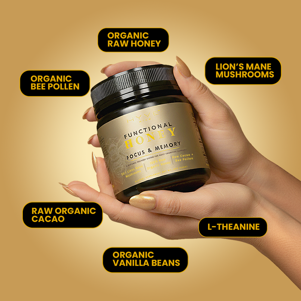 HYVE Mind - 8oz Focus & Memory Functional Honey Jar - Lions Mane & Cacao + Bee Pollen