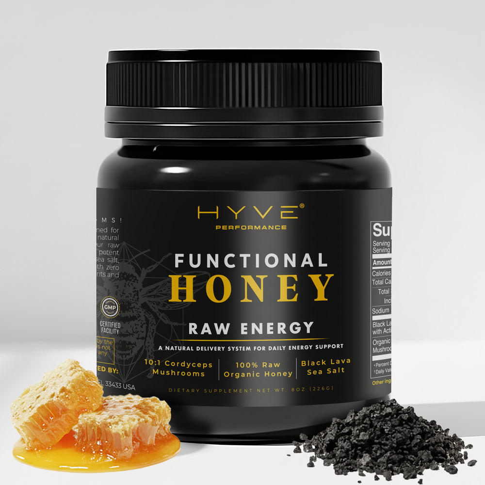 HYVE Performance - 8oz Raw Energy Functional Honey Jar - Cordyceps & Volcanic Sea Salt