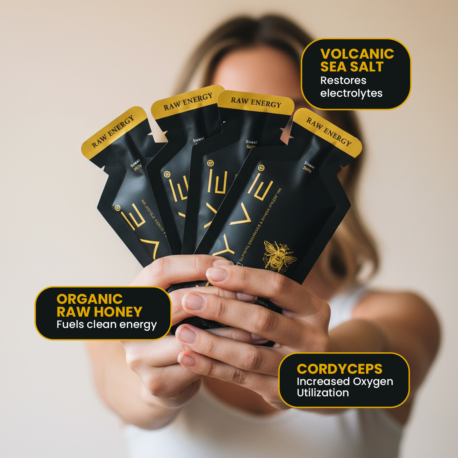 HYVE Performance - Raw Energy Functional Honey 15 Packets - Cordyceps & Volcanic Sea Salt