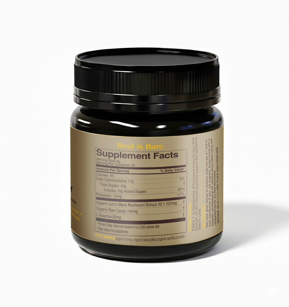 HYVE Mind - 8oz Focus & Memory Functional Honey Jar - Lions Mane & Cacao + Bee Pollen